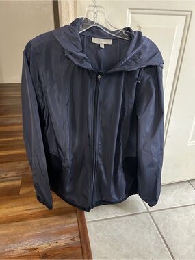 T by Talbots Navy Hooded Lightweight Windbreaker Jacket